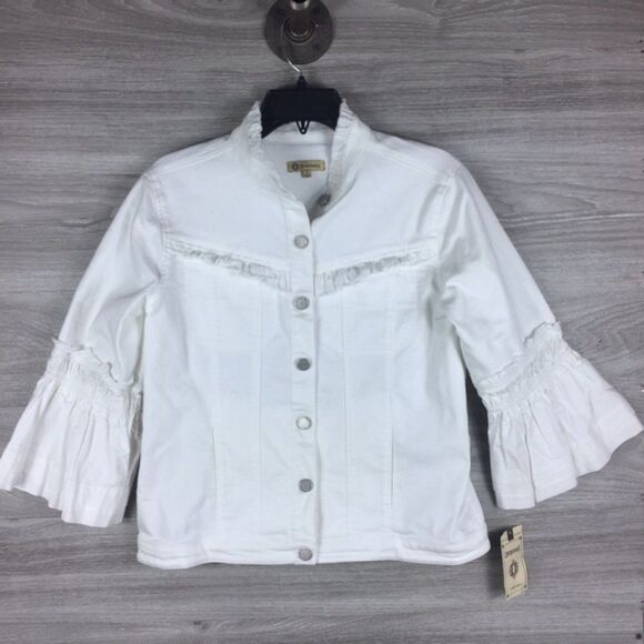 Democracy White 3/4 Bell Sleeve Button Jacket - Picture 1 of 6